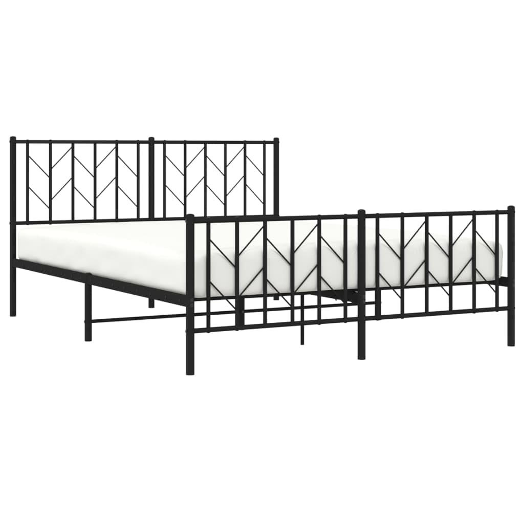 vidaXL 12'' Metal Queen Bed Frames with Headboard and Footboard, Platform Bed Frame with Strong Metal Slats Support, Under Bed Storage, Noise Free, Black, Without Mattress