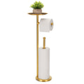 Kalitro Toilet Paper Holder Freestanding with Big Shelf, 4 Rolls Reserve Paper Holder Stand, Modern Paper Roll Holder with Stora