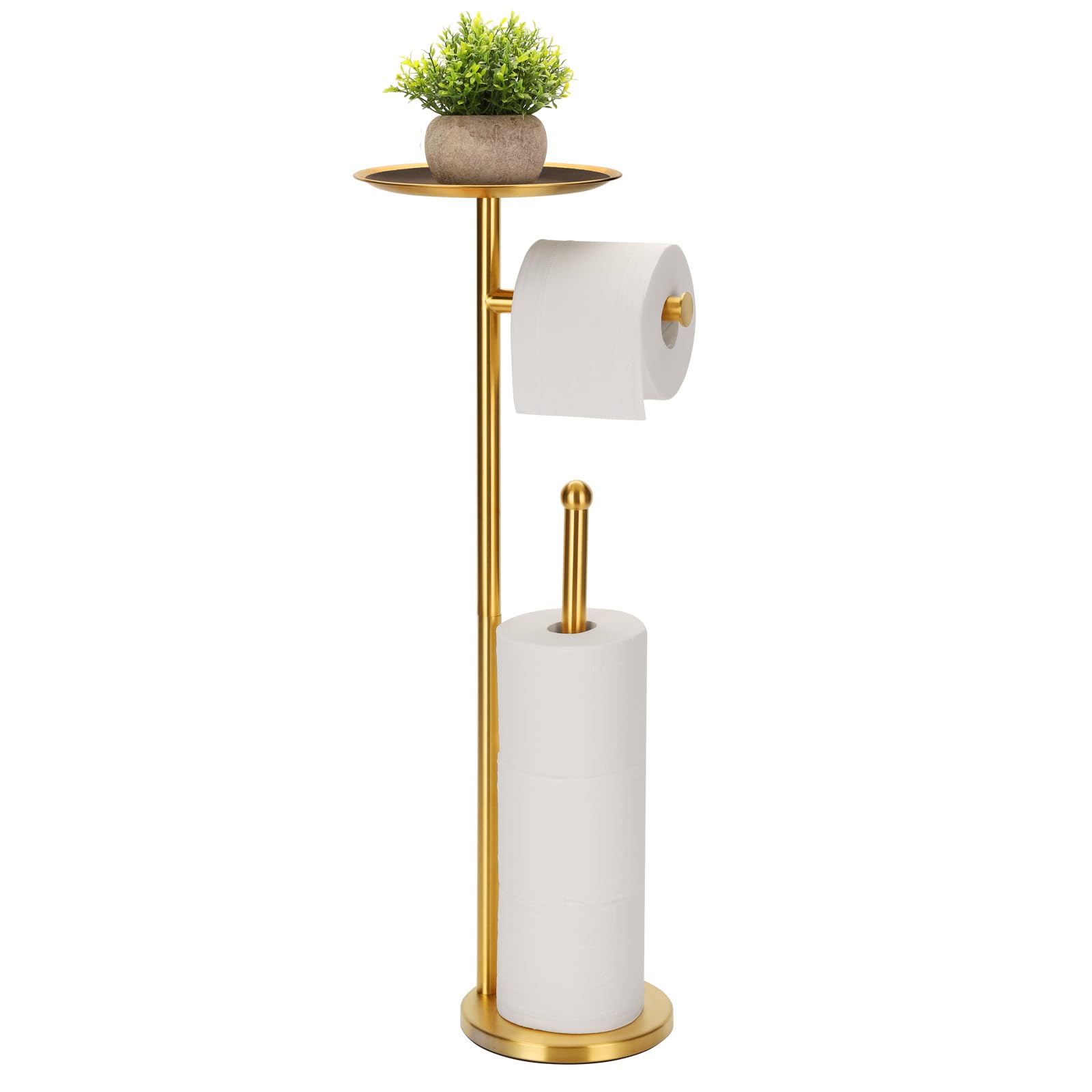 Kalitro Toilet Paper Holder Freestanding with Big Shelf, 4 Rolls Reserve Paper Holder Stand, Modern Paper Roll Holder with Stora