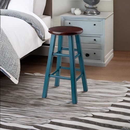 Ergode Rustic Teal Wood Ivy Counter Stool - Versatile & Stable, 24" Height