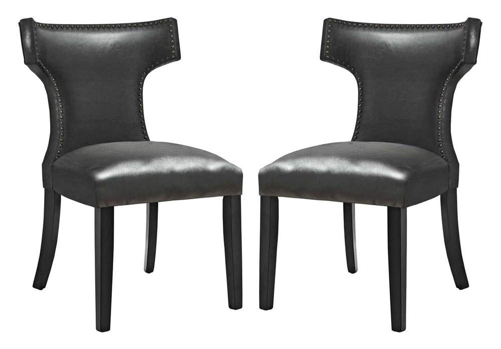 Modway Curve Vinyl Set Of 2, Two Dining Chairs, Black