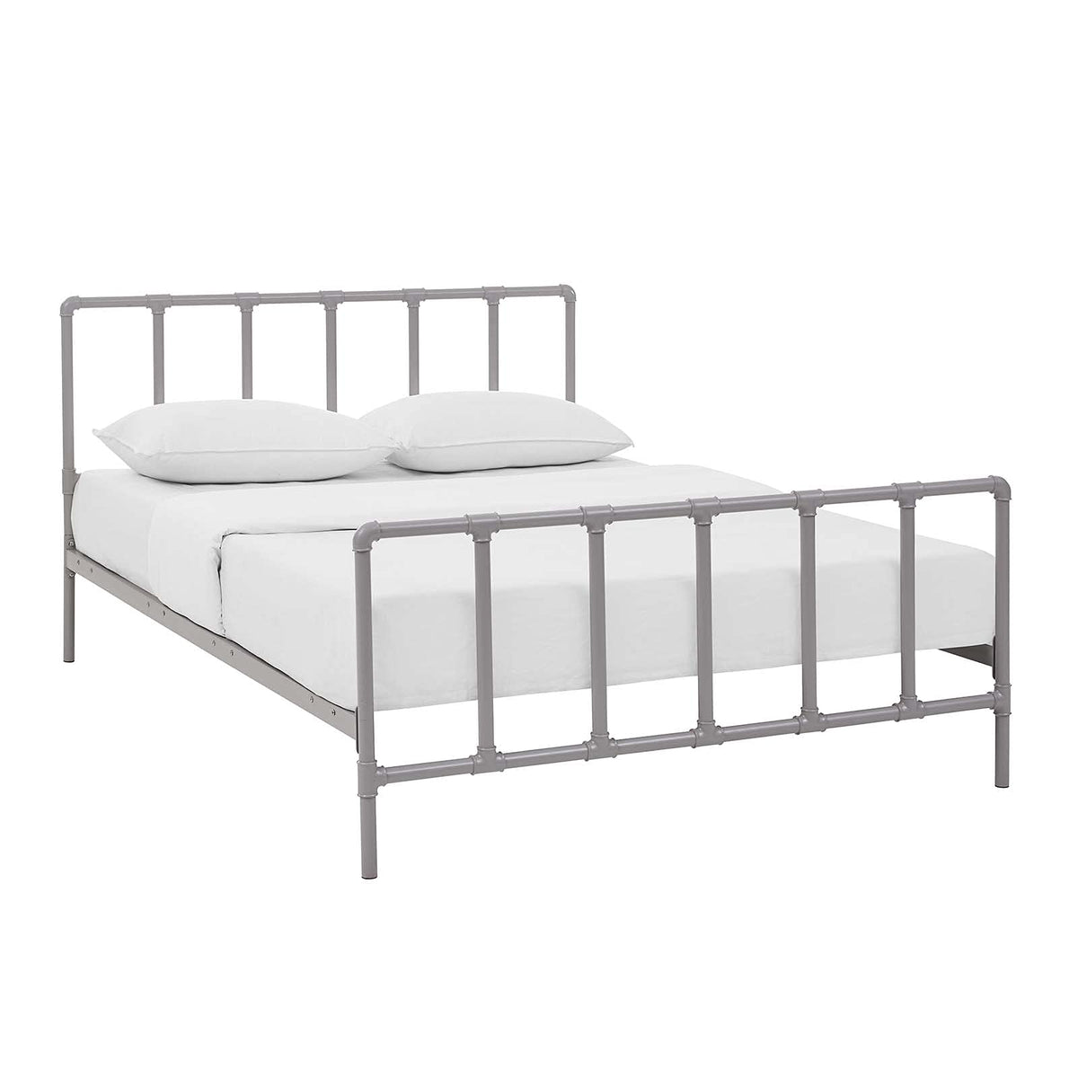 Modway Dower Modern Farmhouse Steel Metal Queen Platform Bed In Gray