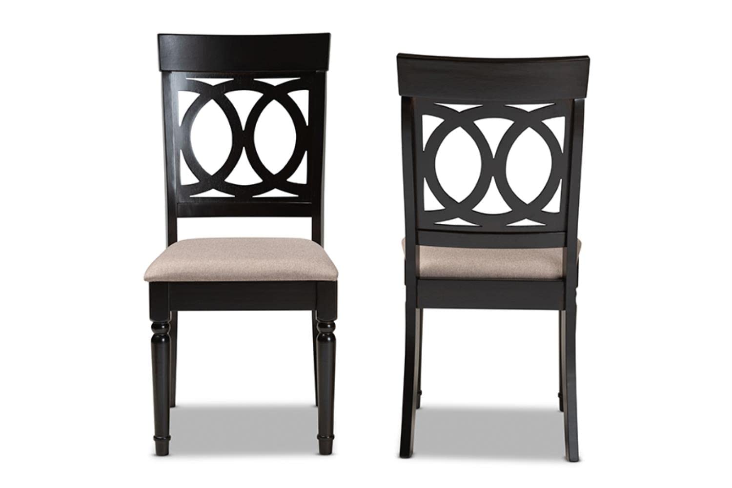 Baxton Studio Lucie Sand Fabric Espresso Finished Wood 2-Piece Dining Chair Set
