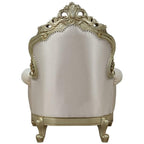 Acme Gorsedd Chair with 1 Pillow in Cream Fabric and Golden Ivory