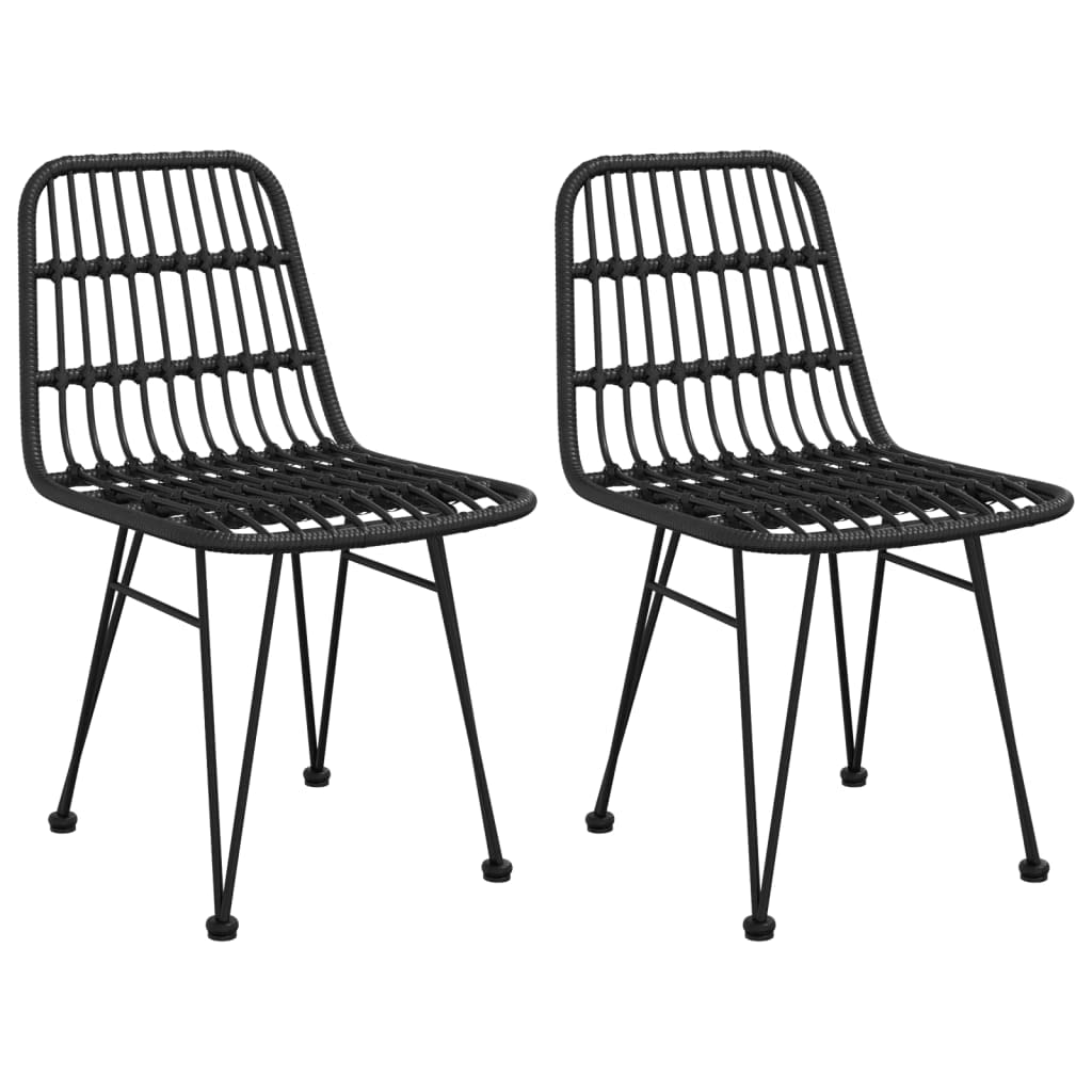 Vidaxl Patio Chairs - 2 Pcs Set In Black - Pe Rattan Garden Furniture With 18.9&quot;X24.4&quot;X33.1&quot; (W X D X H) Size - Sturdy Steel Frames