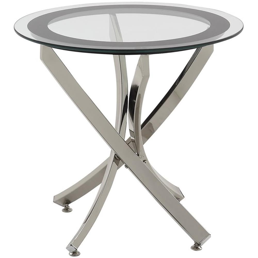 Coaster Home Furnishings Brooke Round Glass Top Side End Table Chrome and Black