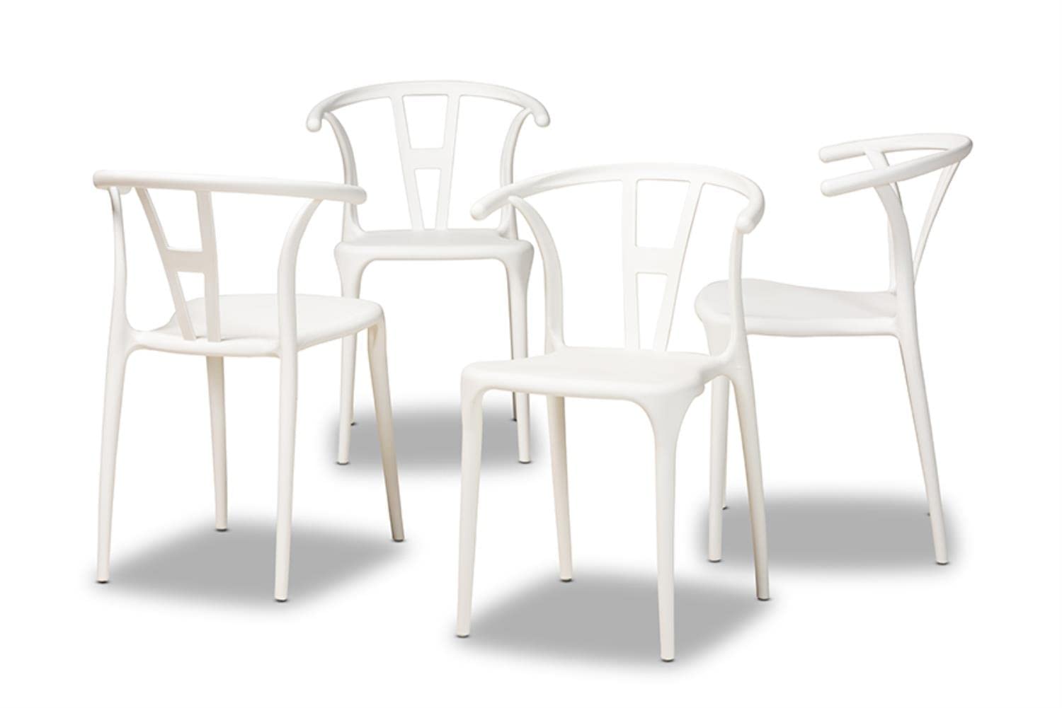 Baxton Studio Warner Modern and Contemporary White Plastic 4-Piece Dining Chair Set