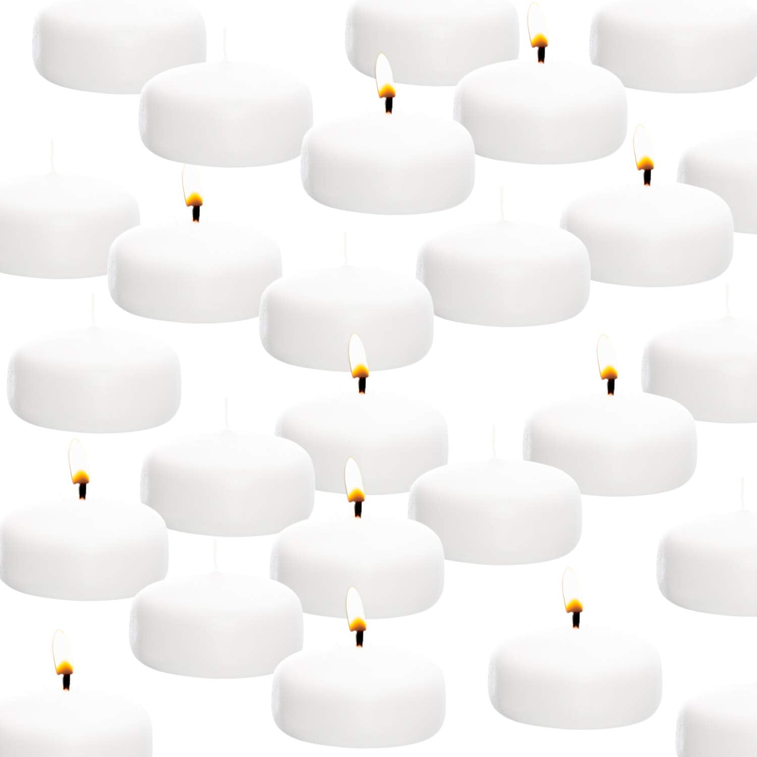 Royal Imports Floating disc Candles for Wedding, Birthday, Holiday & Home Decoration, 2 Inch, White Wax, Set of 24
