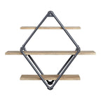 Acme Brantley Wall Rack with 3 Wooden Shelves in Oak and Sandy Black