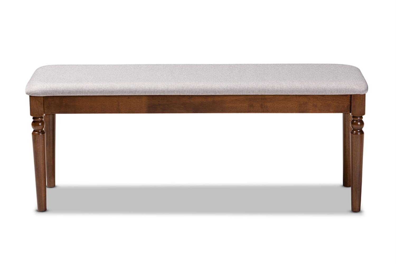 Baxton Studio Giovanni Modern and Contemporary Grey Fabric Upholstered and Walnut Brown Finished Wood Dining Bench