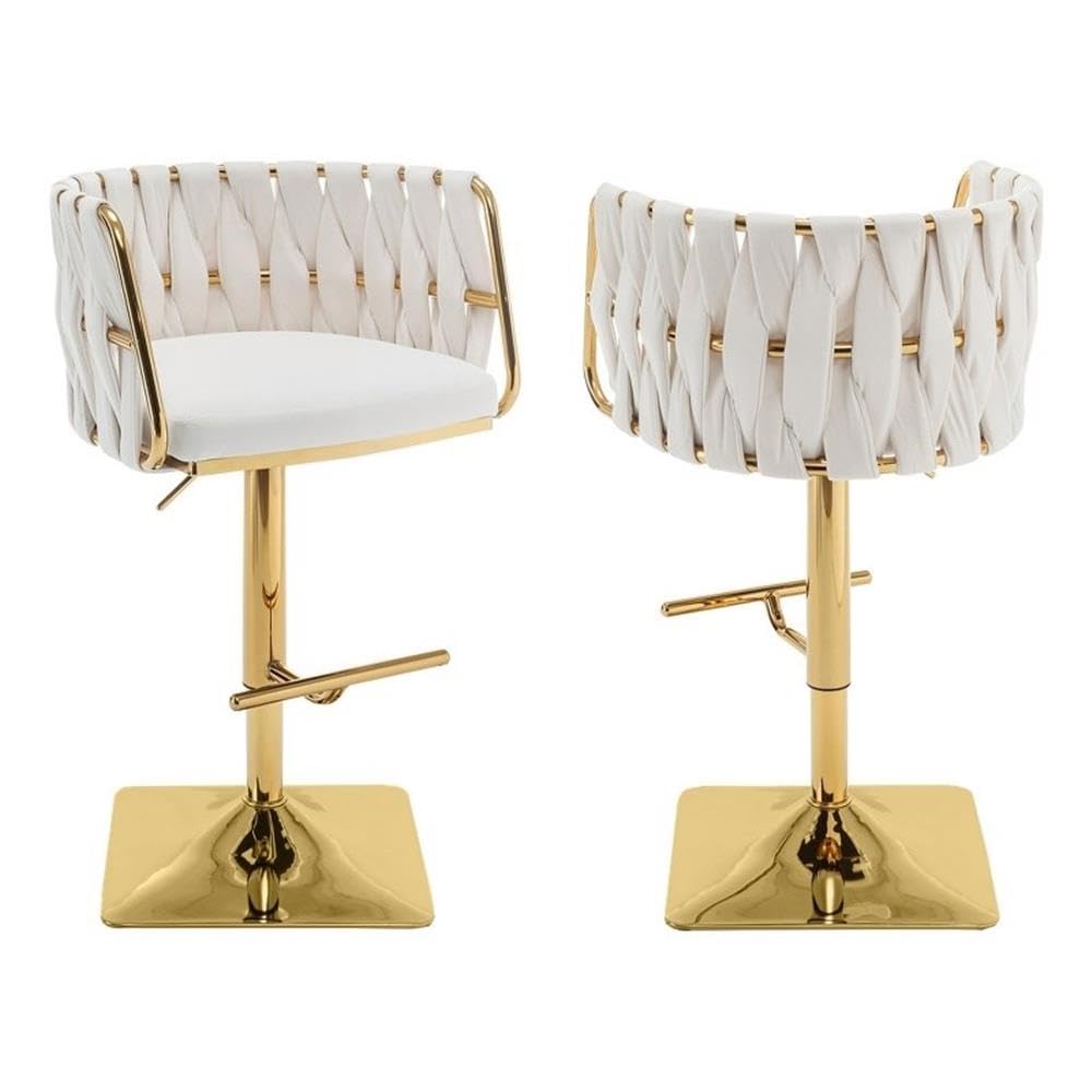 Best Quality Furniture Bs149-Bs158 Bar Stools, Set Of 2, Cream/Gold