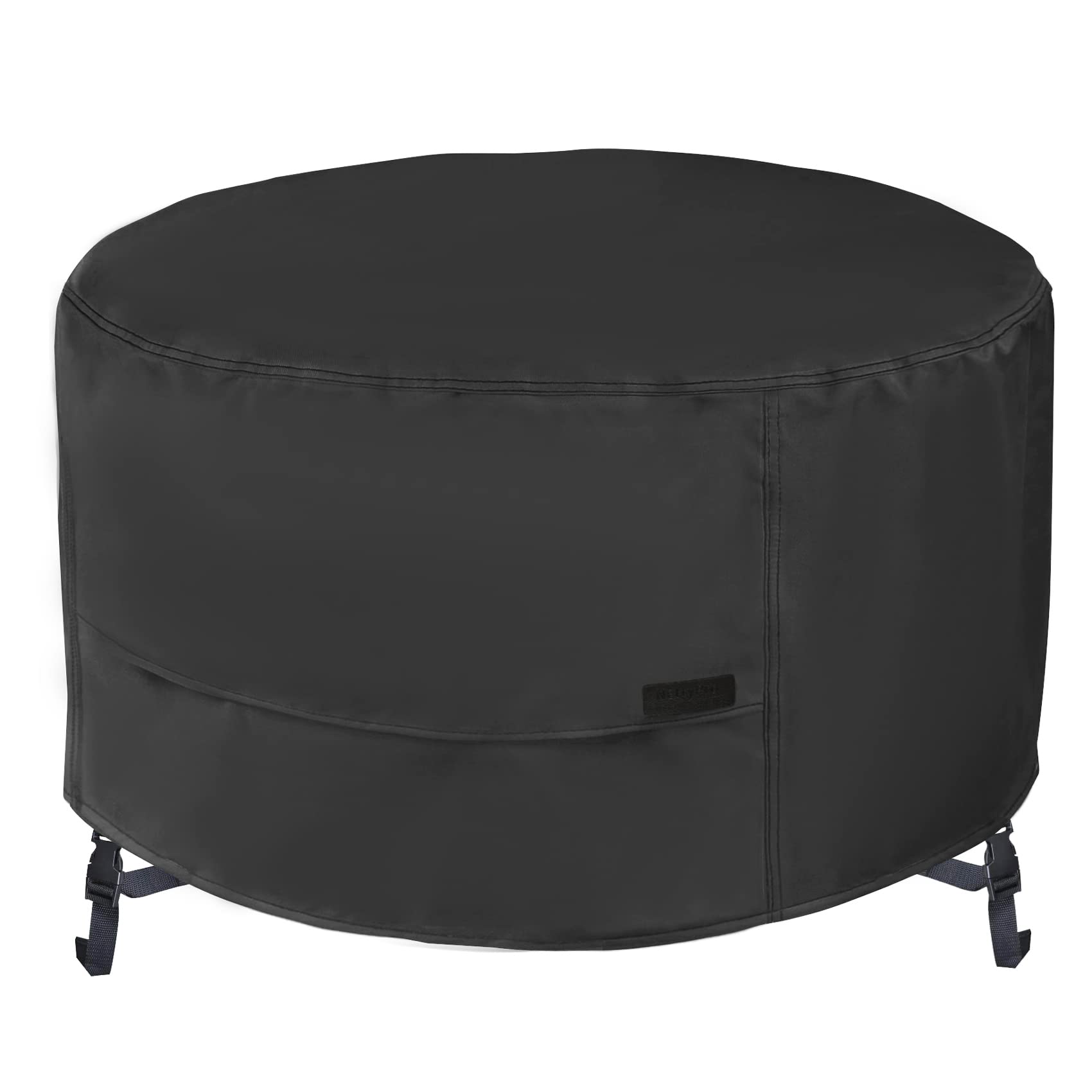 Nettypro Round Fire Pit Cover Waterproof Outdoor Patio Firepit Cover For Fireplace Fire Bowl, 44 X 24 Inchs, Black