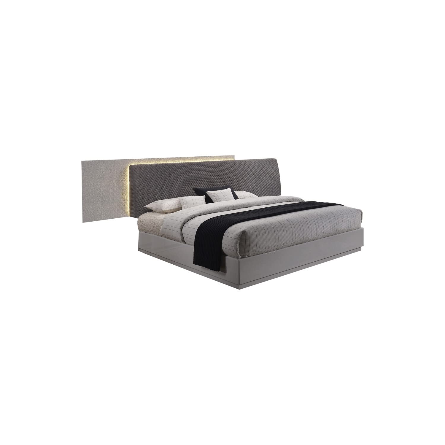 Best Master Furniture Naple, Gray Silver Line Modern Platform Bed, Cal King
