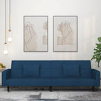 vidaXL Convertible 2-Seater Sofa Bed in Blue Velvet - Versatile Loveseat Couch with Pillows, Wooden Frame, Ideal for Home and Office