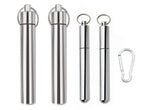 FAYALA 4 Packs 2 Size Aluminum Waterproof Pocket Toothpick - Keychain Metal Container with Hook