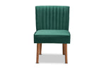 Baxton Studio Alvis Mid-Century Modern Emerald Green Velvet Upholstered and Walnut Brown Finished Wood Dining Chair