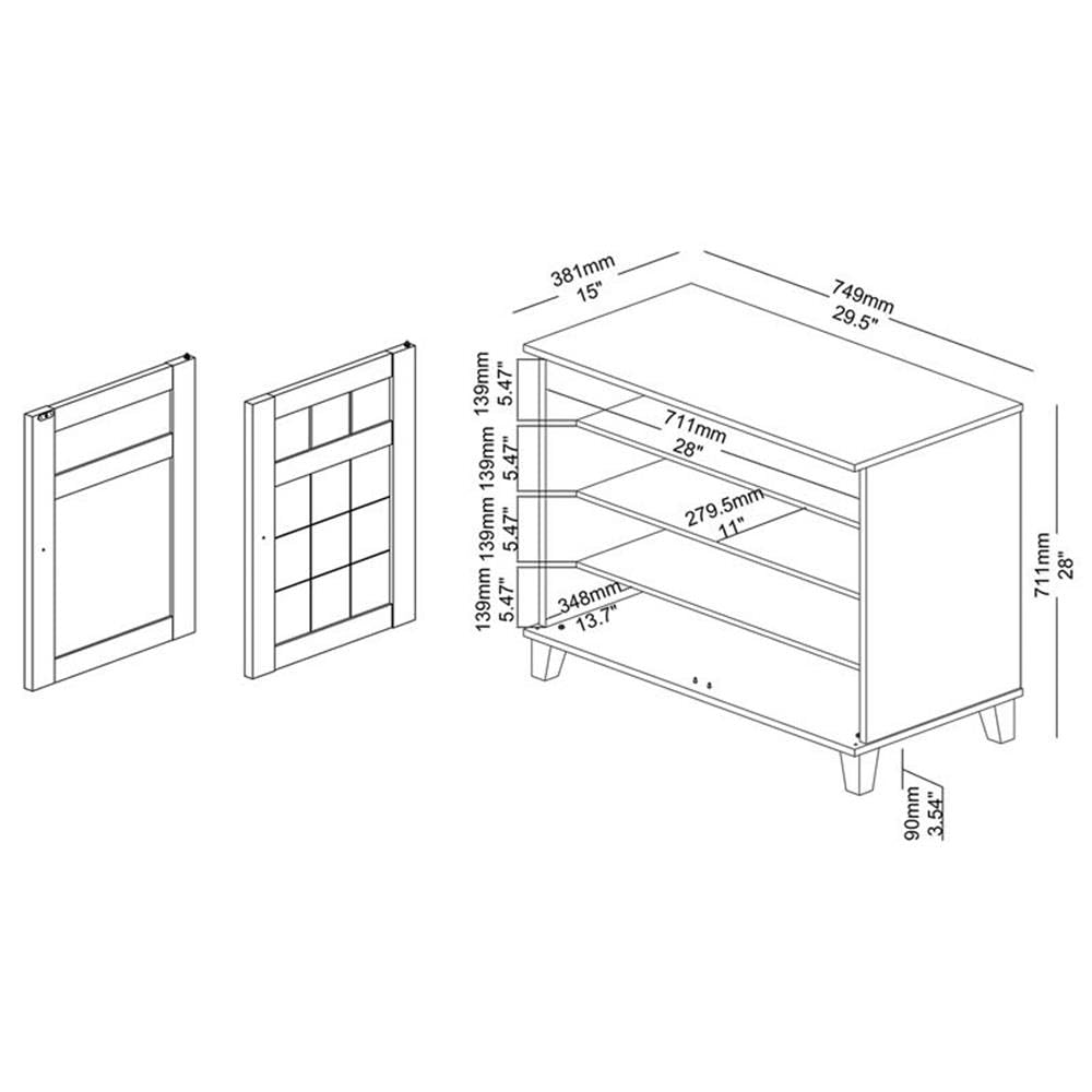 Baxton Studio Glidden Modern and Contemporary Oak Brown Finished Wood 2-Door Shoe Storage Cabinet
