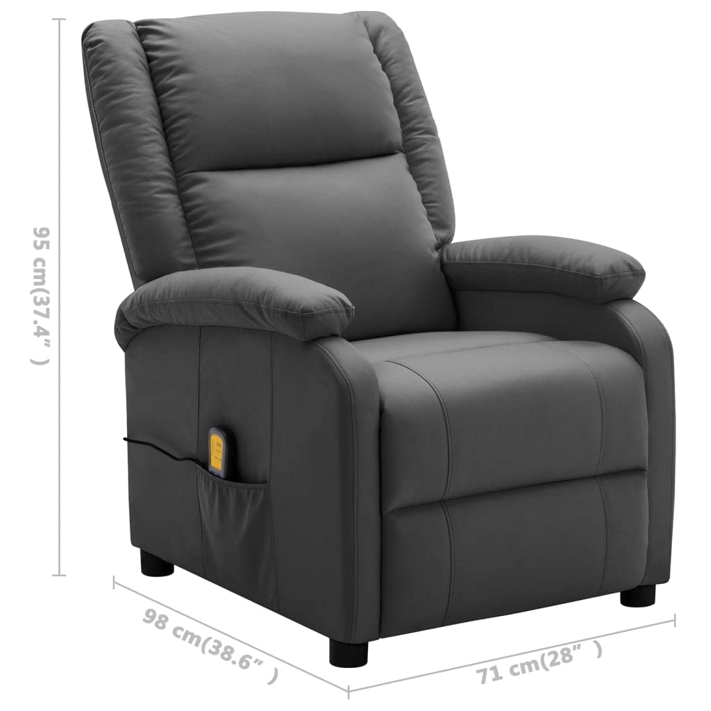 vidaXL Massage Recliner Chair, Electric Reclining Chair for Elderly, Adjustable Versatile Sleeper Chair for Home Theater, Anthracite Faux Leather