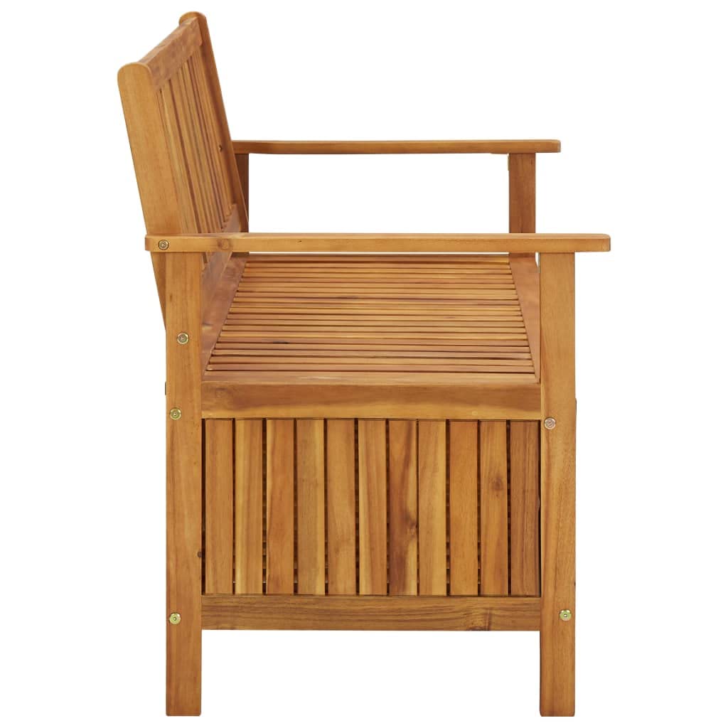 vidaXL 47.2" Patio Storage Bench, Solid Acacia Wood, Outdoor Garden Furniture with Ample Storage Space and Comfortable Seating