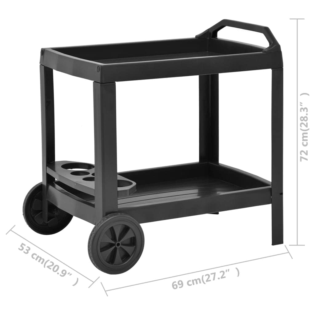 Vidaxl Beverage Cart Anthracite 27.2''X20.9''X28.3'' Plastic