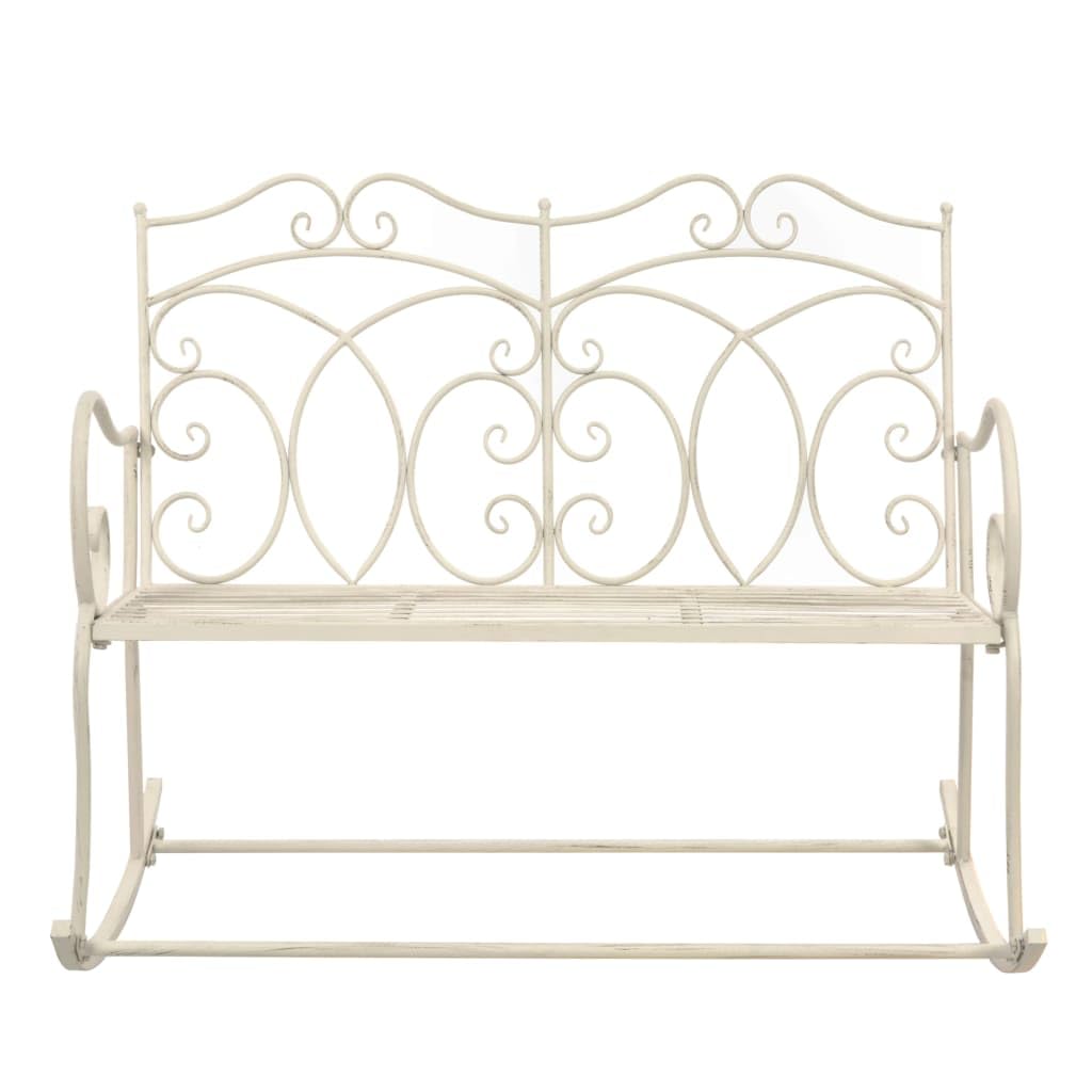 Patio Bench 40.9&quot; Iron Antique White