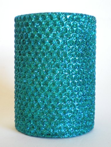 50 Hour-4 Inch Natural Beeswax Hybrid Pillar Glitter Candle, Wild Peacock