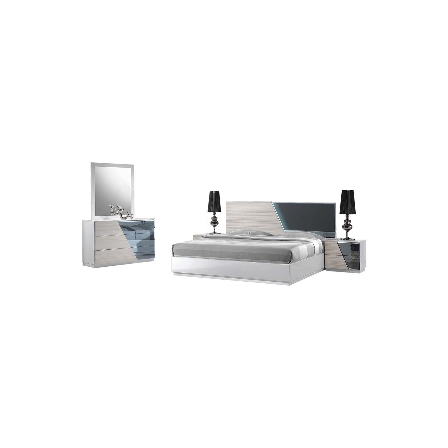 Best Master Manchester 5-Piece Wood Cal King Bedroom Set In Zebra/White
