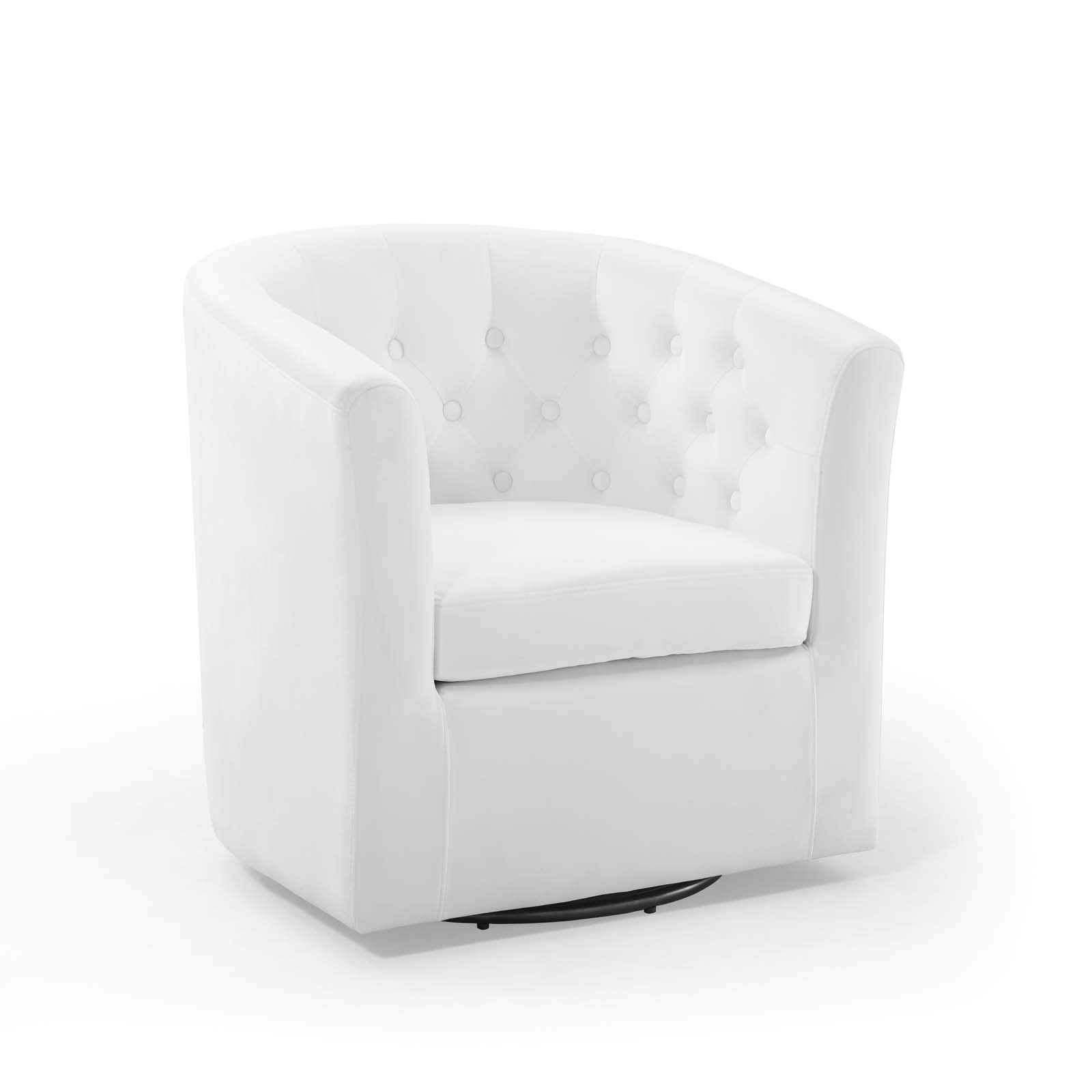 Modway Prospect Tufted Performance Velvet Swivel Armchair, White 28D X 30W X 30H In