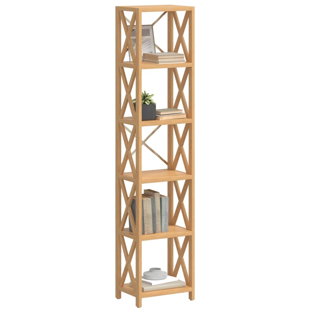 vidaXL Solid Oak Wood 6-Tier Shelf – Versatile Storage Solution for Home & Office, 15.7x11.8x71.3, Brown