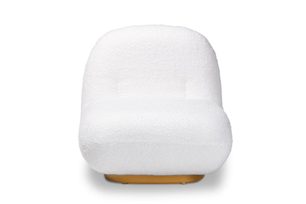 Baxton Studio Paiva Modern and Contemporary White Boucle Upholstered and Brushed Gold Finished Accent Chair