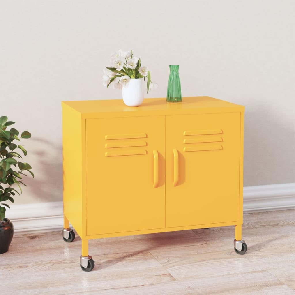 vidaXL Storage Cabinet Mustard Yellow 23.6&quot;x13.8&quot;x19.3&quot; Steel