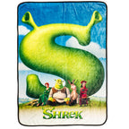 Silver Buffalo Shrek Movie Poster Featuring Donkey, Princess Fiona, And Lord Farquaad 45' X 60' Fleece Throw Blanket