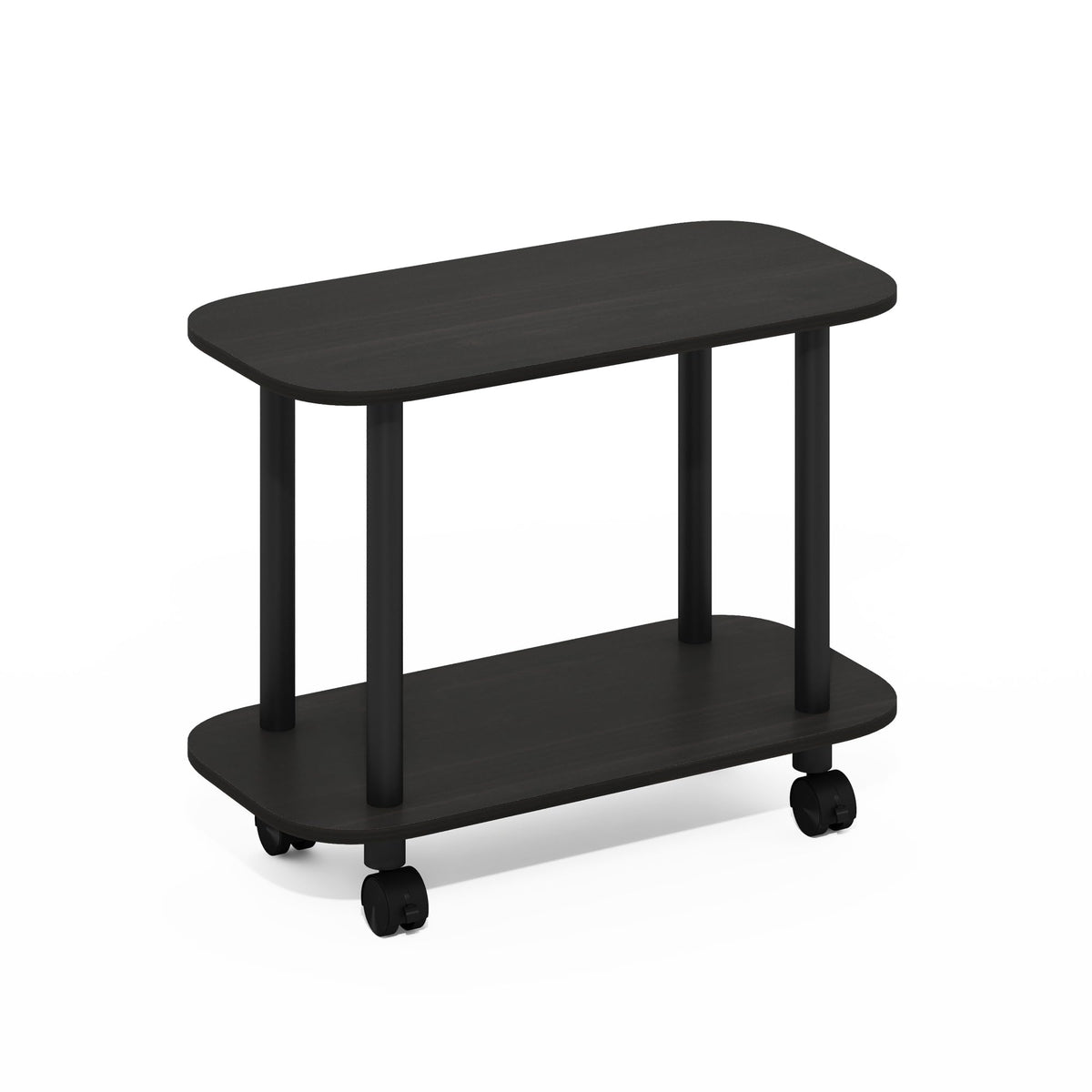 Furinno Turn-N-Tube Modern Oval End Table, Side Table with Casters, Espresso/Black