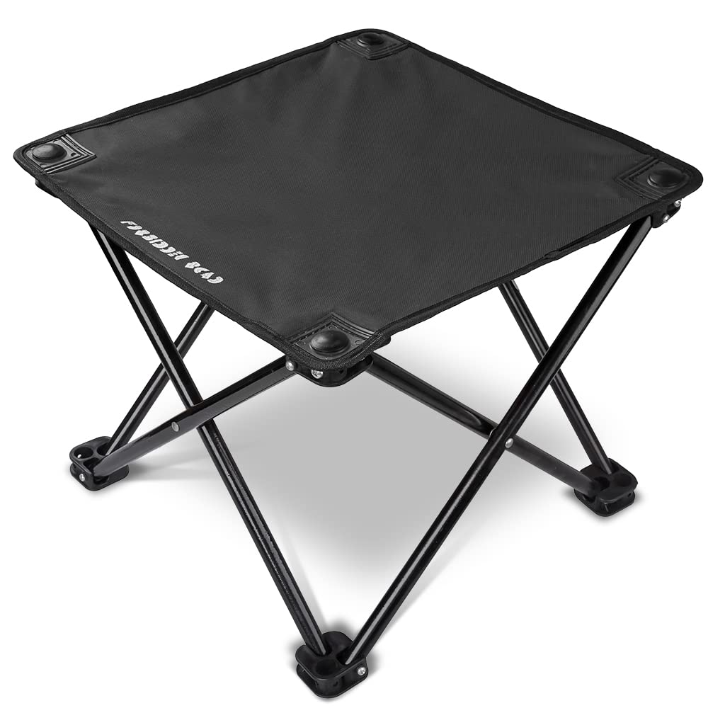 Forbidden Road Camping Stool Portable Footrest For Hiking Fishing Backpacking Beach Travel - Capacity 220Lbs (Black, 14.17 * 11.8 Inch)