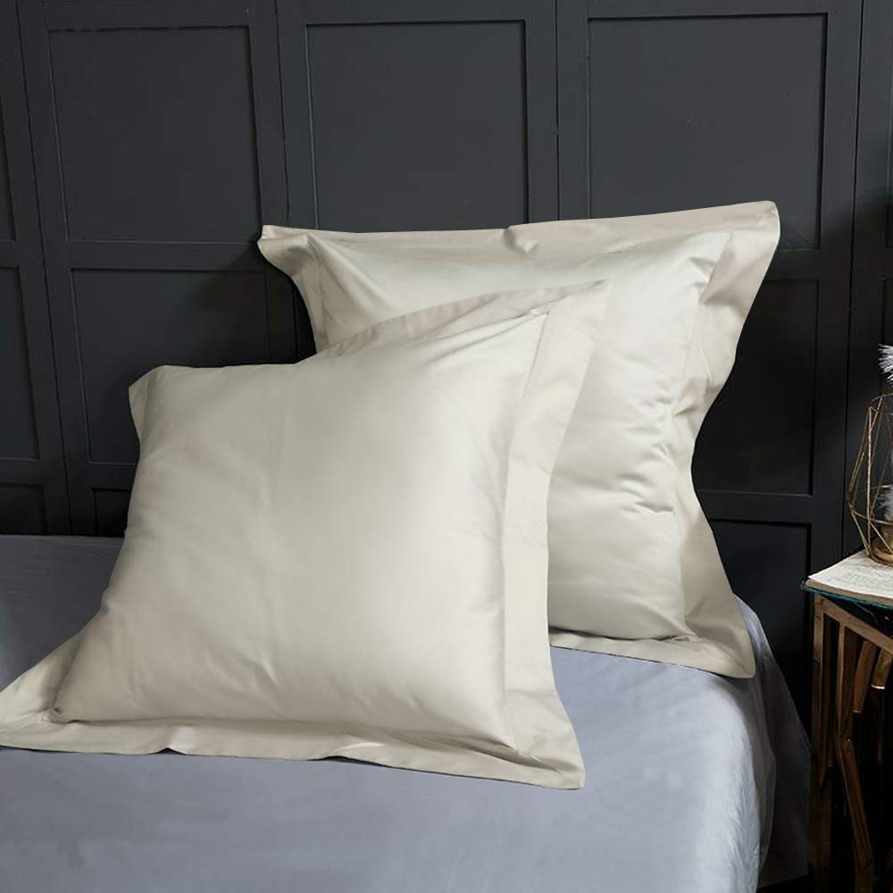 Bedsum 2 Pcs Microfiber European Pillow Shams, Super Soft And Fade, Wrinkle Resistant Bed Square Throw Pillow Covers With Envelo