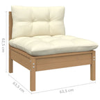 vidaXL Solid Wood Pine 2-Seater Patio Sofa with Cream Cushions Garden Outdoor Lawn Yard Terrace Balcony Wooden Seat Seating Sofa Furniture