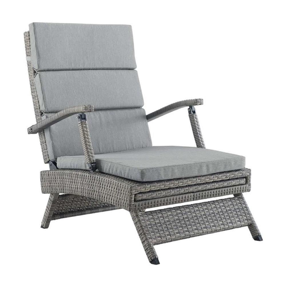 Modway Envisage Outdoor Patio Wicker Rattan Chaise Lounge In Light Gray Gray