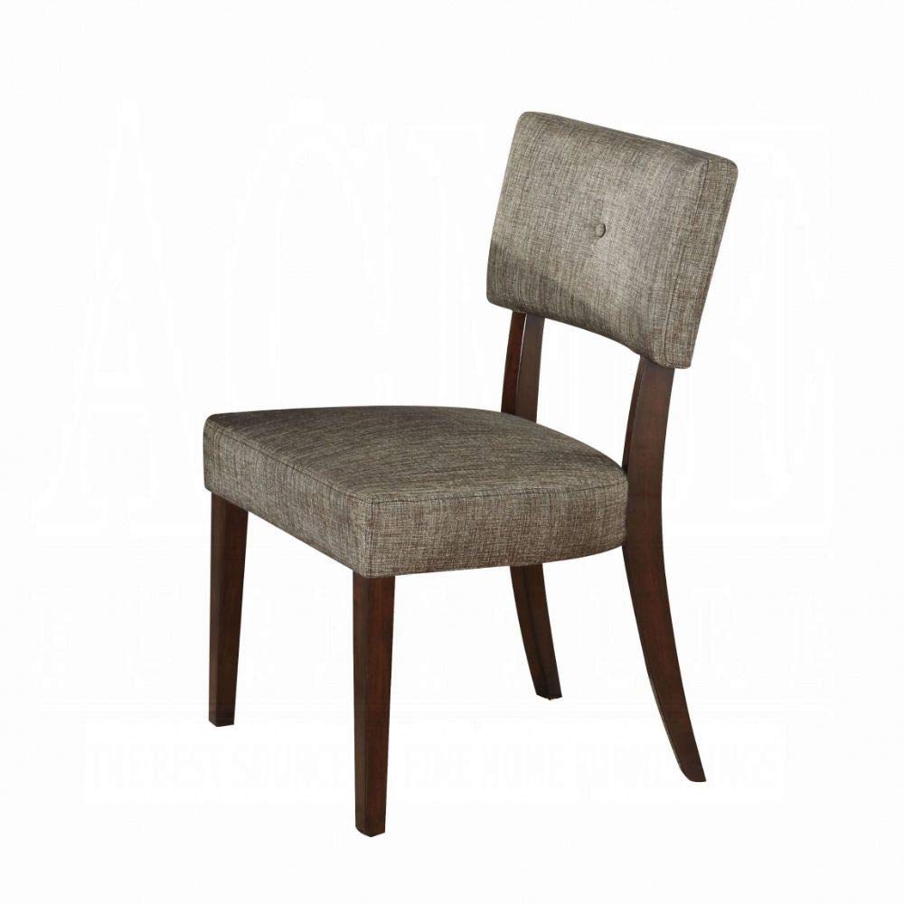 Acme Drake Side Chair (Set-2), Gray Fabric & Espresso Contemporary/Casual/Gray Fabric & Espresso/Qty 2