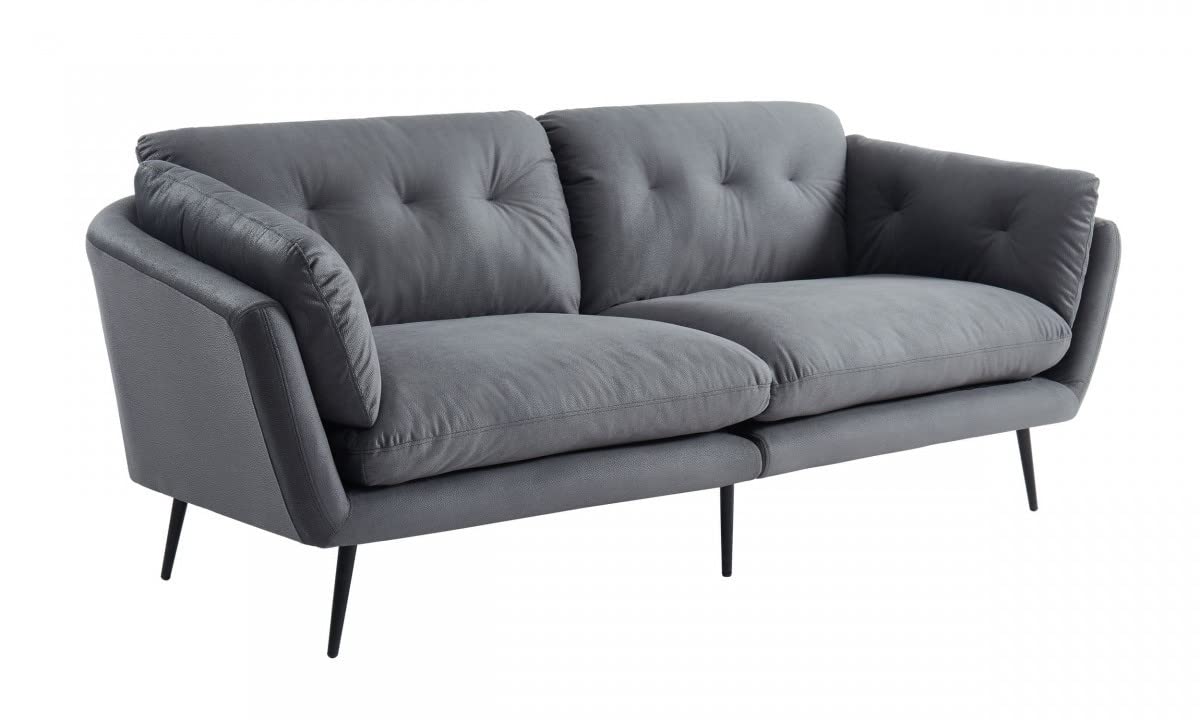 HomeRoots Modern 84' Grey Sofa with Two Cushions