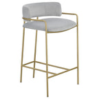 Coaster Comstock Velvet Upholstered Low Back Counter Height Stool Gray and Gold