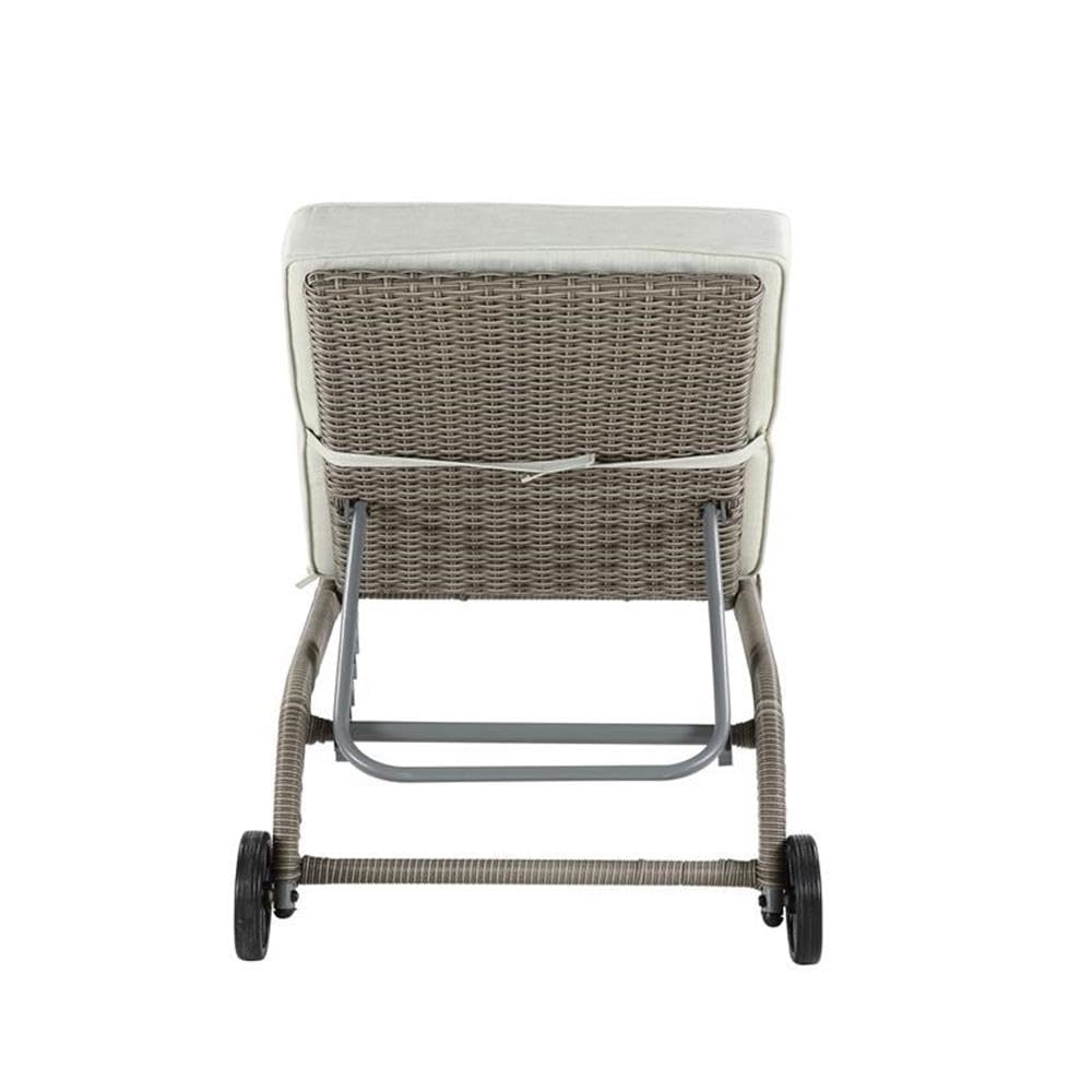 Acme Salena Patio Sun Lounge in Beige Fabric & Gray Finish