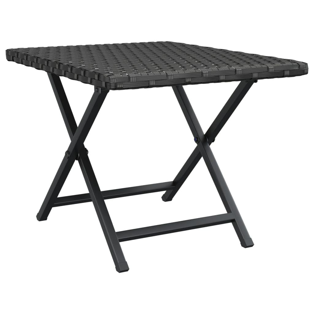 vidaXL Folding Table - Poly Rattan, Black, 17.7&quot;x13.8&quot;x12.6&quot;, Foldable Garden/Patio/Balcony Furniture