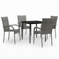 vidaXL Patio Dining Set 5 Piece Garden Outdoor Lawn Yard Terrace Balcony Dining Dinner Table and Chair Seat Seating Furniture Gray and Black