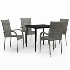 vidaXL Patio Dining Set 5 Piece Garden Outdoor Lawn Yard Terrace Balcony Dining Dinner Table and Chair Seat Seating Furniture Gray and Black