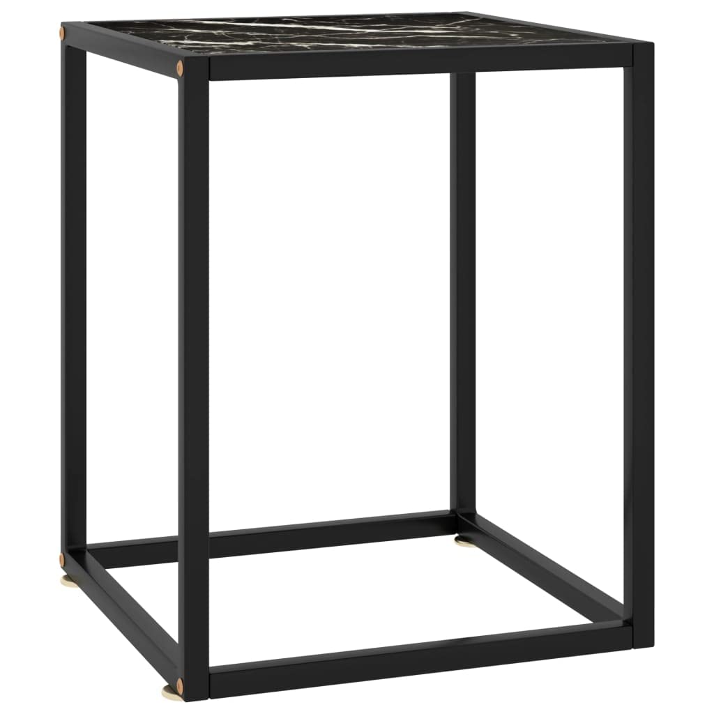 vidaXL Modern Coffee Table Black | Durable Tempered Glass Tabletop | Strong Powder-Coated Steel Frame | Compact Size | Easy Clean | Black Marble Glass Finish