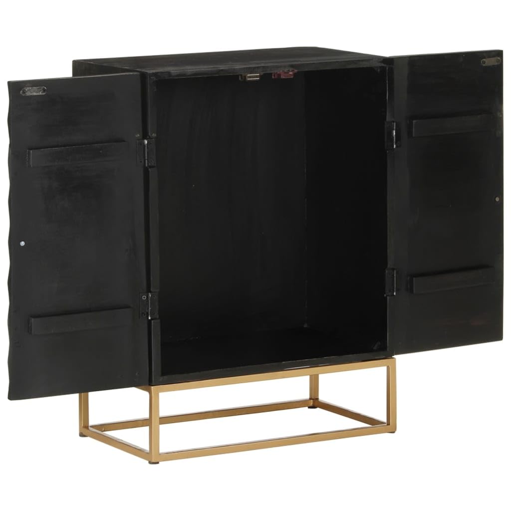 vidaXL Sideboard - Black 21.7x13.4x29.5 - Solid Wood Mango and Iron Cabinet - Industrial Style Storage with Ample Display Space