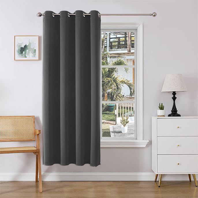 Joydeco Blackout Curtains 72 Inch Length 1 Panel Set, Thermal Insulated Long Curtains& Drapes, Room Darkening Grommet Curtains F