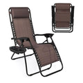 Amazingforless Zero Gravity Lounge Chair Adjustable Outdoor Reclining Chair Folding Patio Anti-Gravity Indoor Outdoor Lounge Chair W/Pillow, Cup Holder (One Chair - Brown)