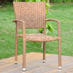 International Caravan Ibiza Resin Pandan Aluminum Square Back Dining Chair (Set Of 6) Dark Coffee