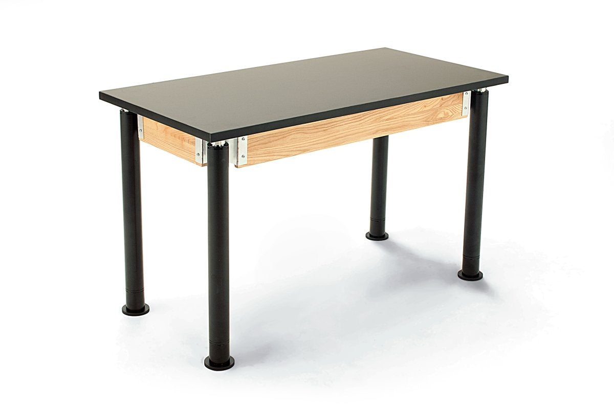 National Public Seating Adjustable Height Chemical Resistant Top Science Table With Black Legs - 54' D X 24' W X 29'- 41' H